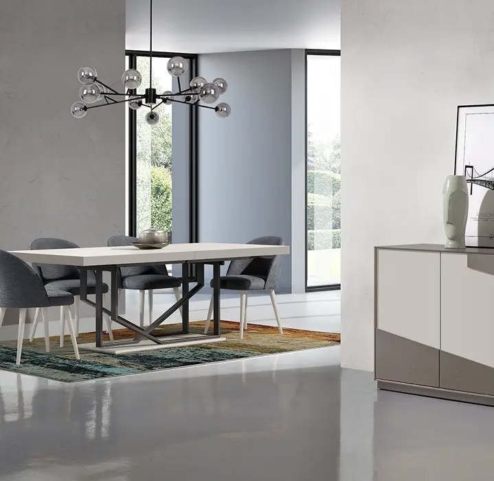 Modern dining room with table and chairs